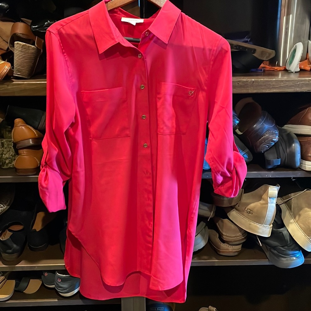 Calvin Klein hot pink button up